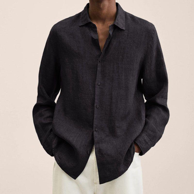 Long Sleeve Lapel Shirt Men’s Loose Button Cardigan Sshirt Top Mens Clothing