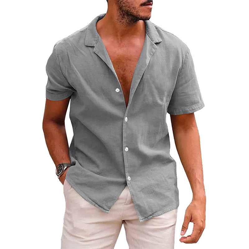 Men’s Tops Casual Button Down Shirt Short Sleeve Beach Shirt Summer Mens Clothing