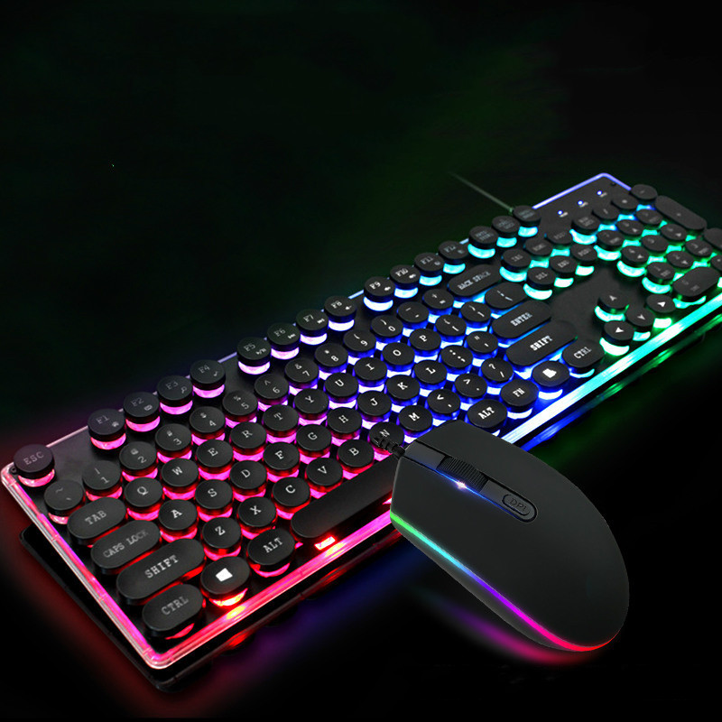 Colorful Crystal Luminous Wired Keyboard Mouse Set - Image 6